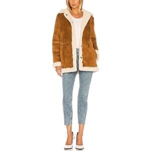 Velvet by Graham & Spencer Kailani Women's Faux Suede Leather Sherpa Coat. Small